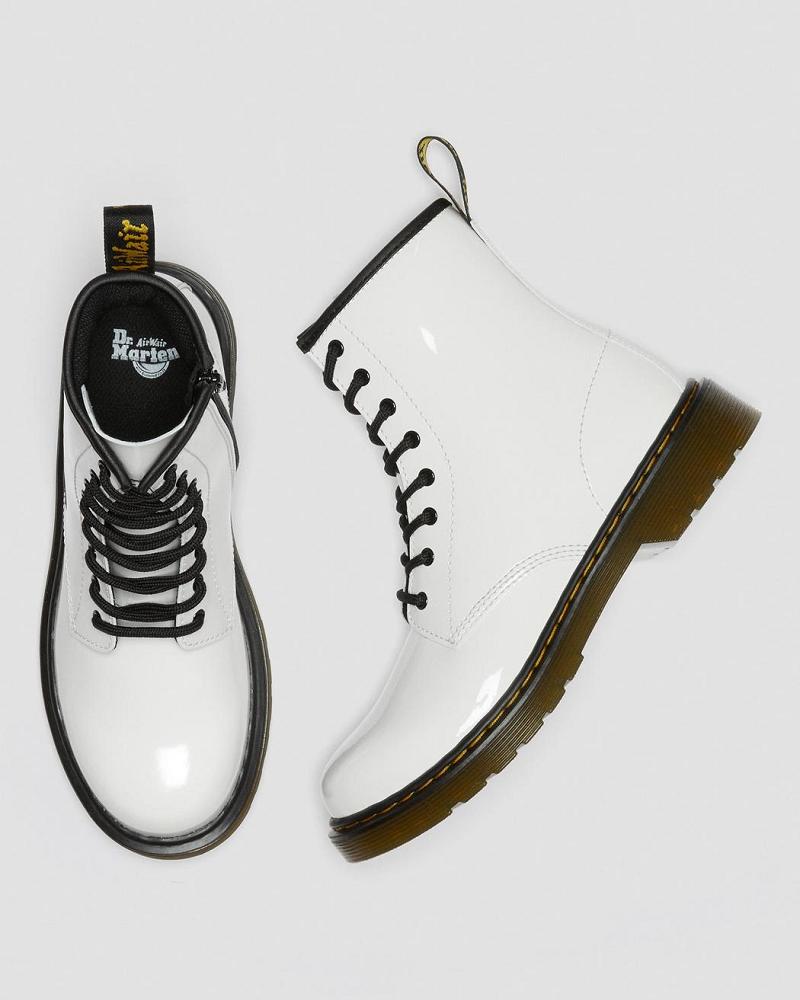 Dr Martens Youth 1460 Lak Leren Veterlaarzen Kinderen Wit | NL 114EBC